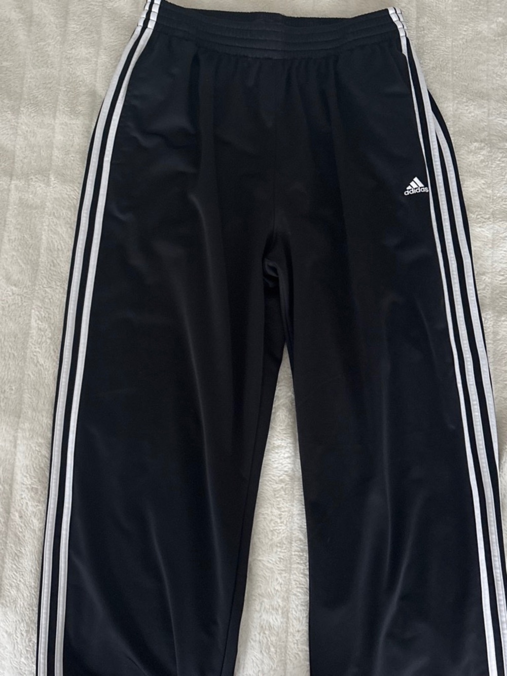 Mens Adidas Black @ white track pants XLt